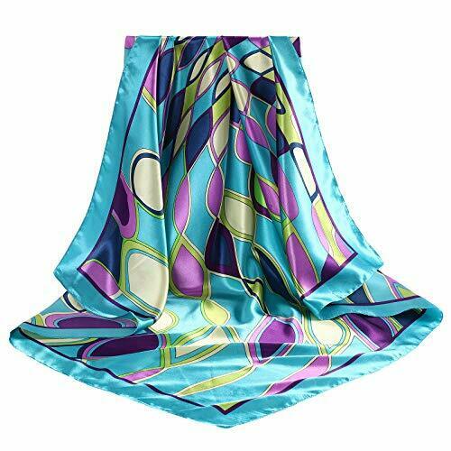 35" Large Satin Square Head Scarf - 2Pcs Silk Like Floral Head Scarves Square...