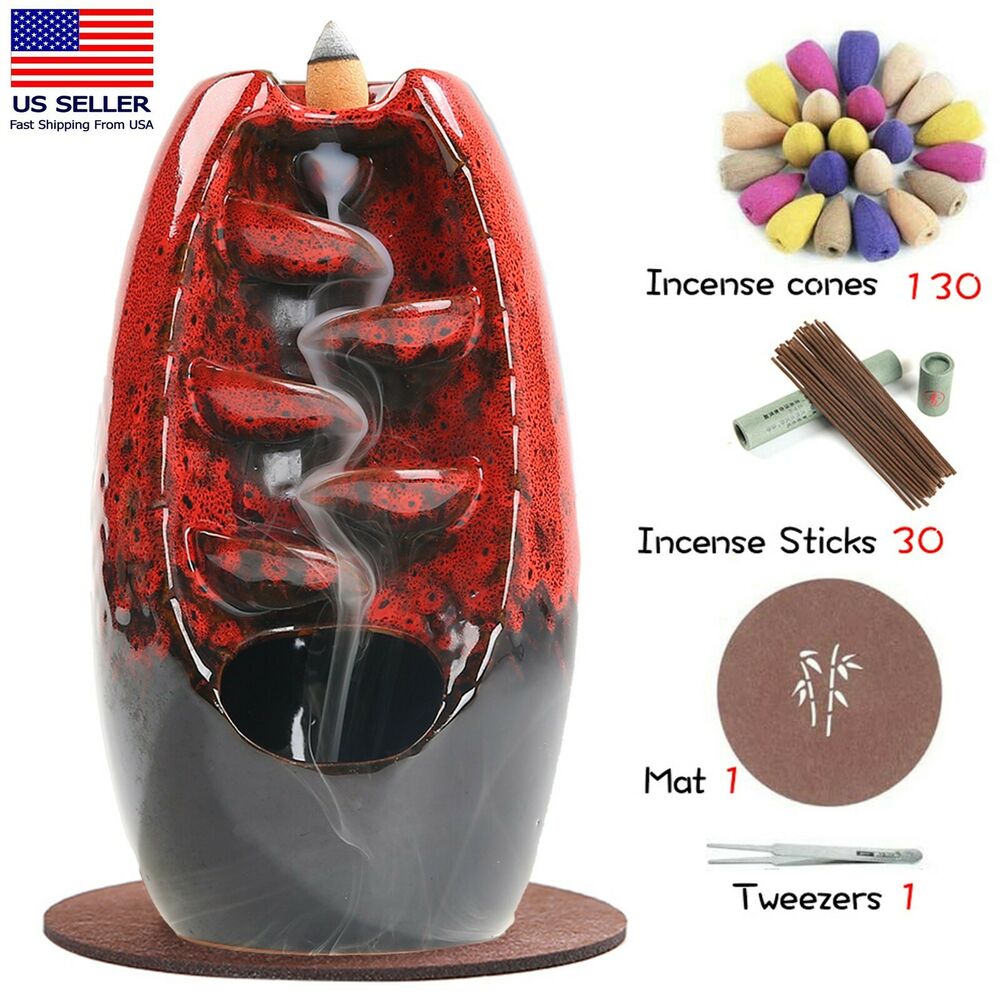 Waterfall incense burner, Backflow burner, Incense set