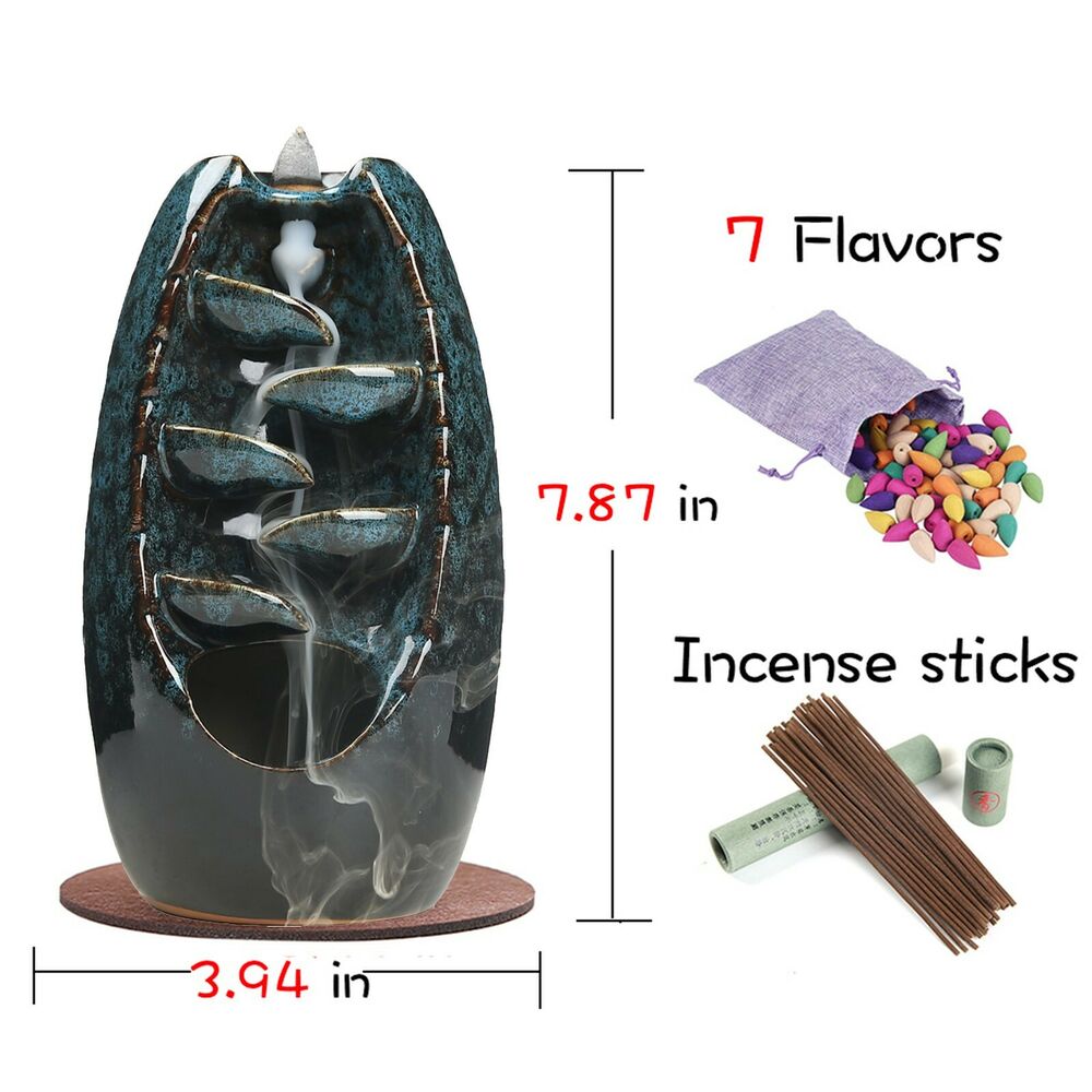 Waterfall incense burner, Backflow burner, Incense set