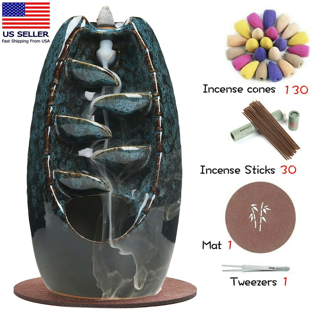 Waterfall incense burner, Backflow burner, Incense set