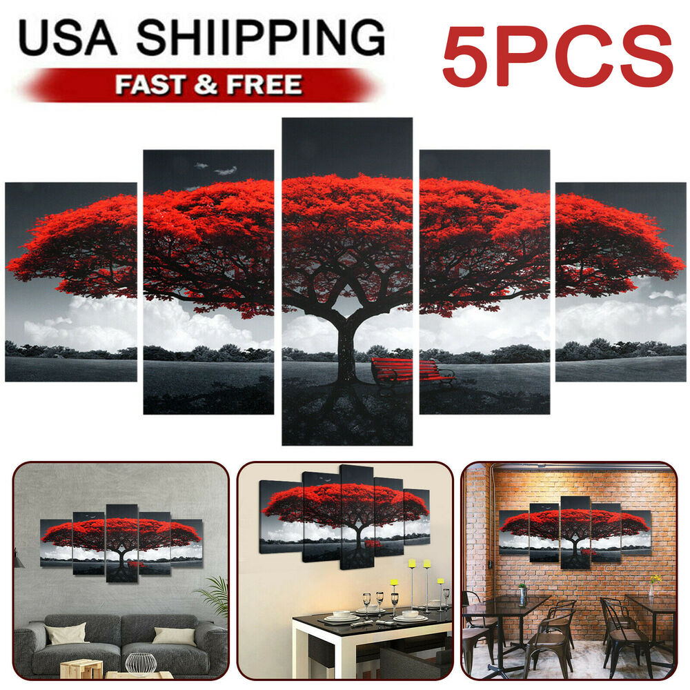 5Pcs Canvas Print Paintings Landscape Pictures Wall Art Modern Living Room Decor