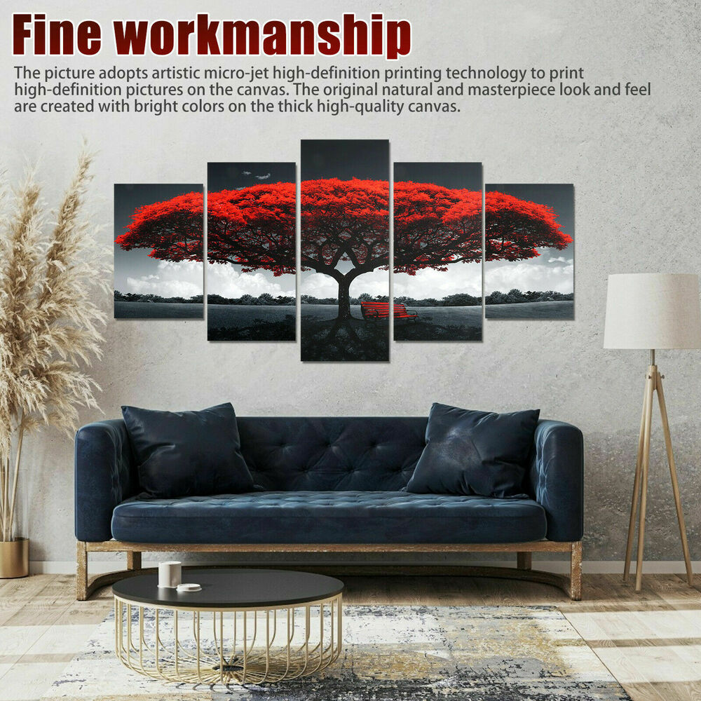 5Pcs Canvas Print Paintings Landscape Pictures Wall Art Modern Living Room Decor