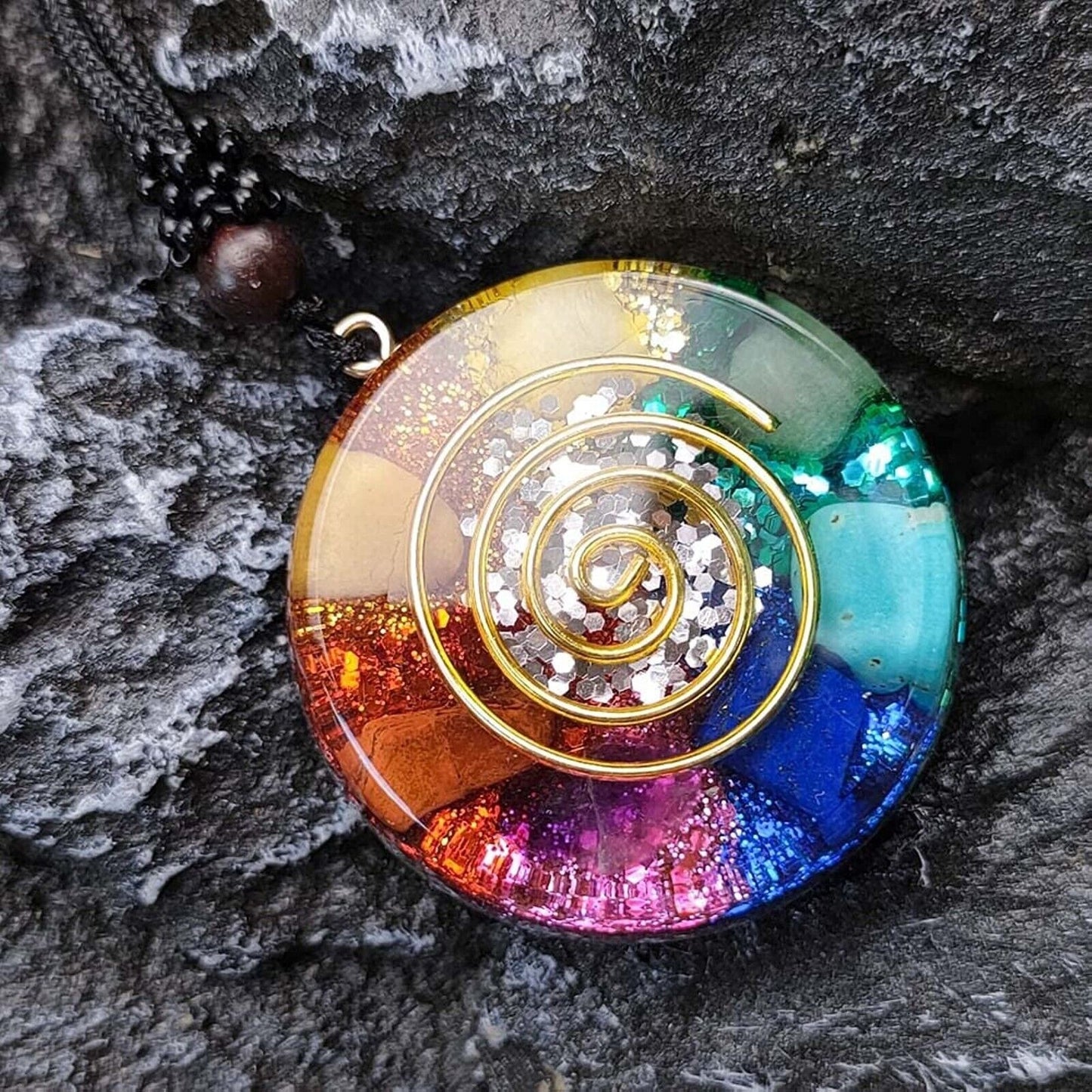 7 Chakra Stone Orgonite Healing Pendant Natural Gemstone Resin Charm Necklace