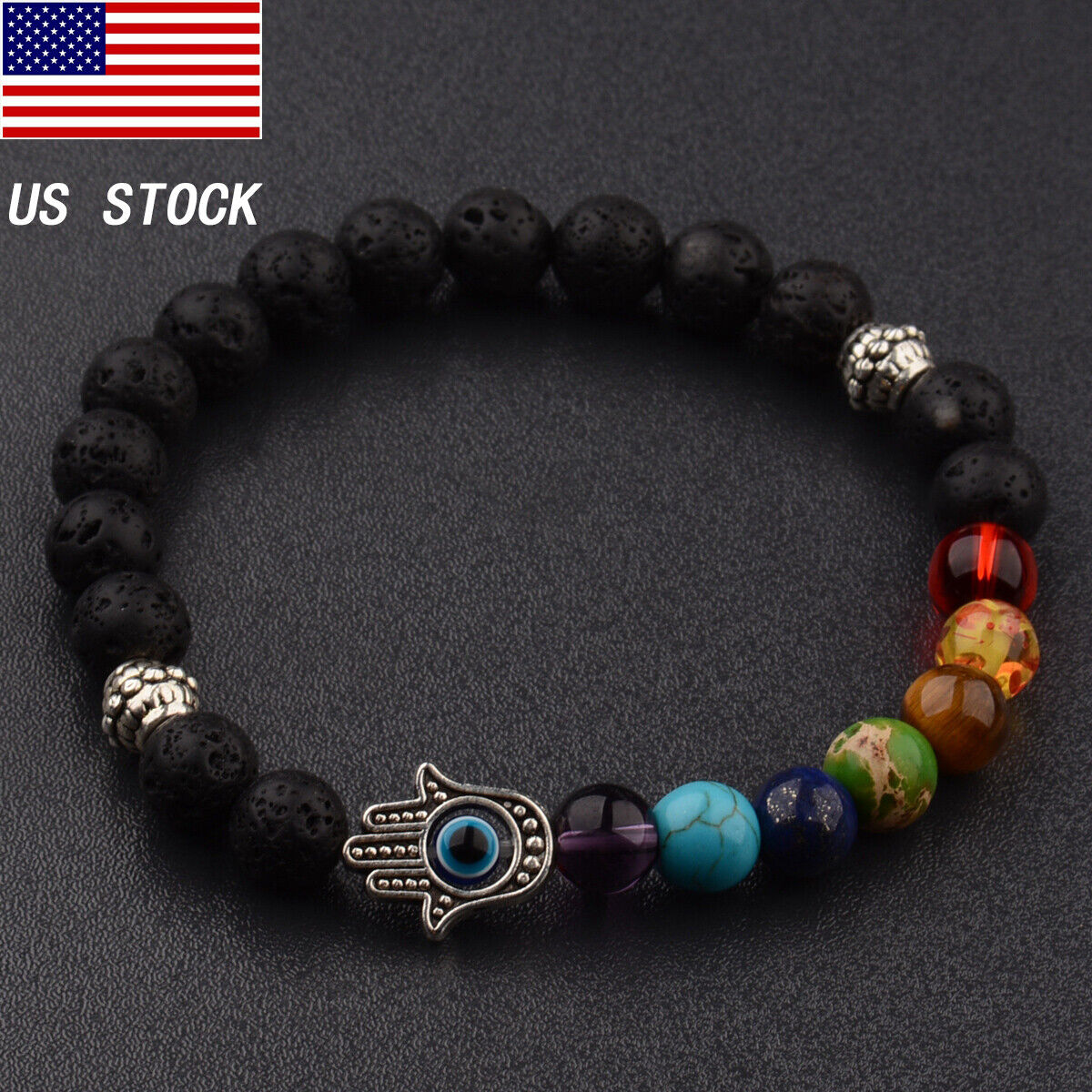 7 Chakra 8mm Natural Stone Beaded Reiki Yoga Energy Women Mens Bracelets Jewelry