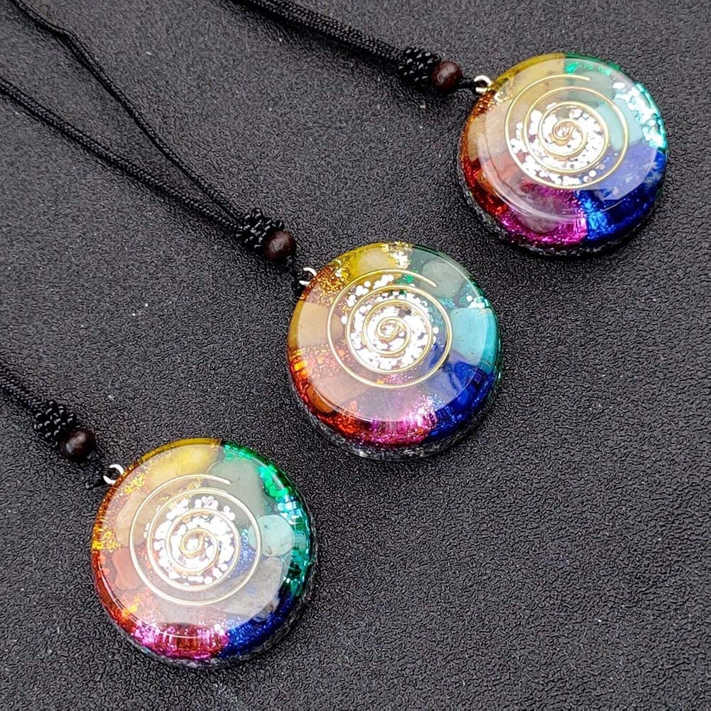 7 Chakra Stone Orgonite Healing Pendant Natural Gemstone Resin Charm Necklace