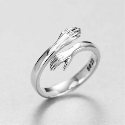 Vintage Creative Love Hug Ring Men Women Adjustable Gothic Fashion Silver