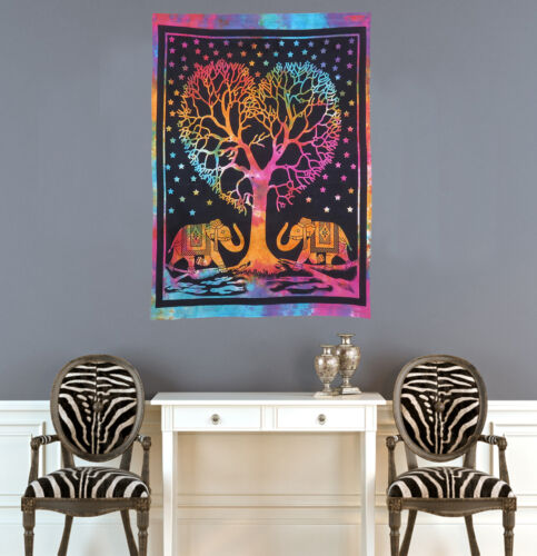 Wall Tapestry Hanging Decor Poster Small Tree Heart Cotton Elephant