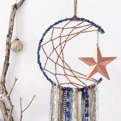 Woven Wall Hanging Star Moon Dream Catcher Handmade Ornament Decor