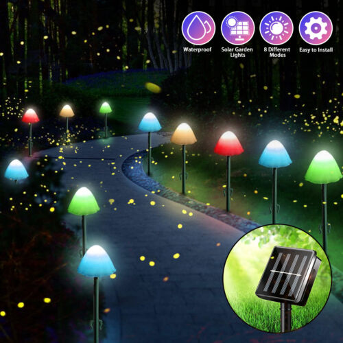 Solar LED Mushroom String Fairy Lights Outdoor