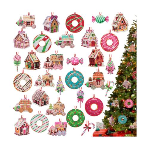 Christmas Tree Ornaments Set Christmas Candies Round Lollipop Gingerbread