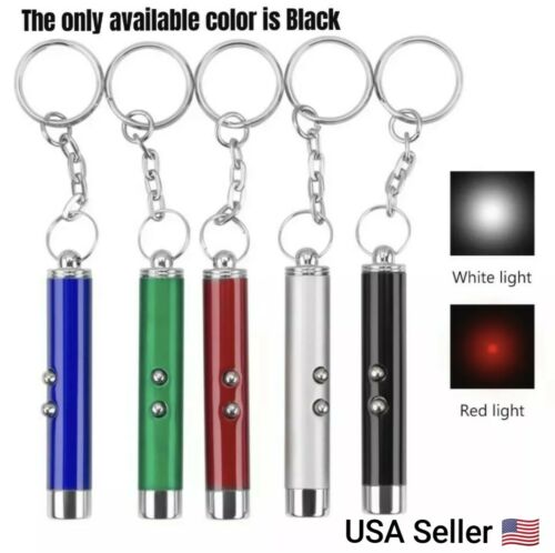 Keychain Red Laser Pointer Pen 650nm With White LED Torch Fun Pet Cat Dog Toy