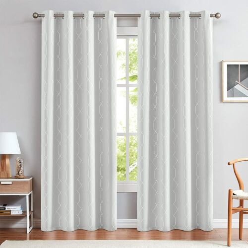 2 Panels 100% Blackout Crystal Foil Thermal Insulated Curtains Window Curtains