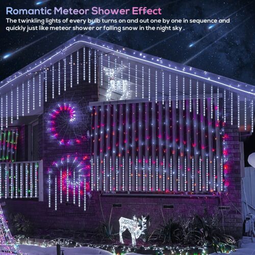 Christmas 288LED Solar Meteor Shower Rain String Lights Party Garden Tree Decor