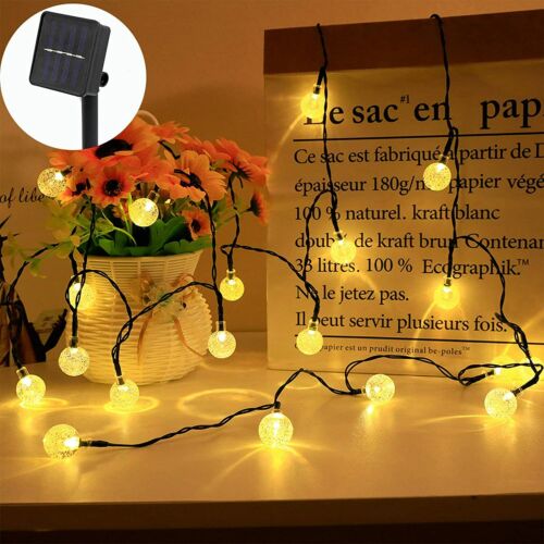 Solar 50 LED String Light Crystal Ball Garden Yard Decor Lamp Outdoor Waterproof