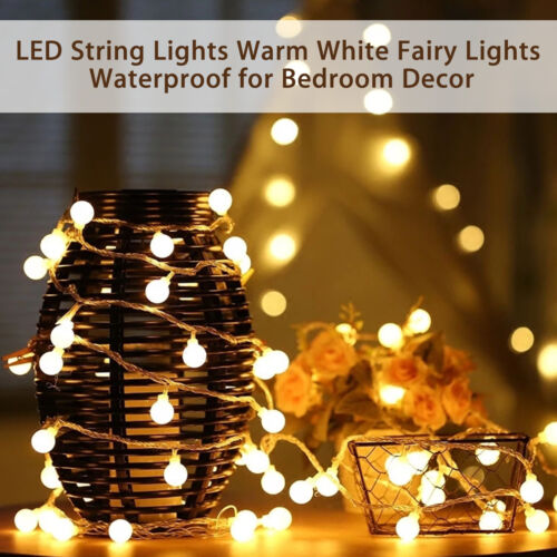 50 LED Ball String Fairy Lights Battery Operated Christmas Wedding Party Decors