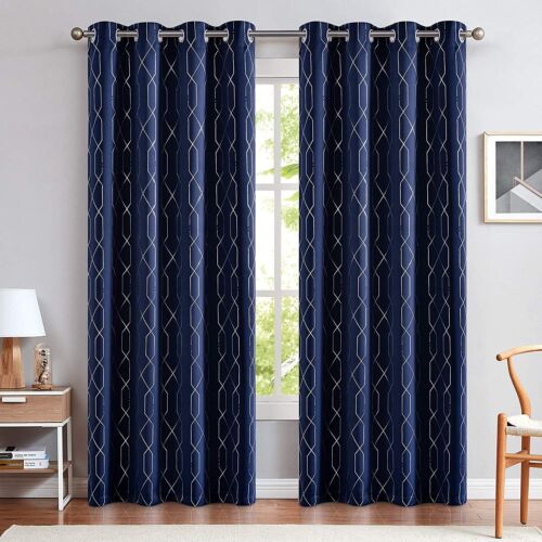 2 Panels 100% Blackout Crystal Foil Thermal Insulated Curtains Window Curtains