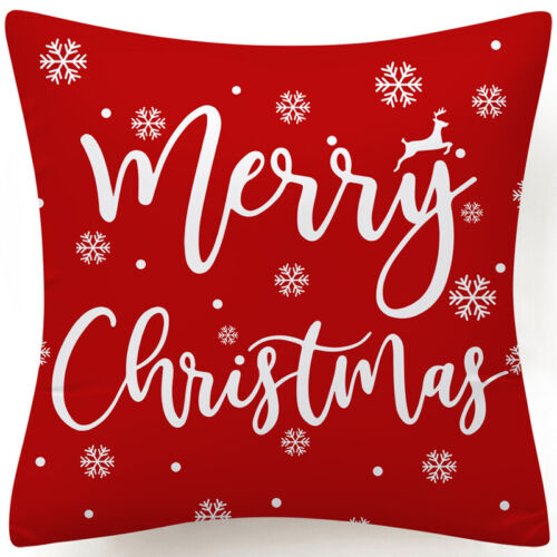 Throw PILLOW COVER Christmas Red White Xmas Double-Sided Cushion Case 18x18" USA