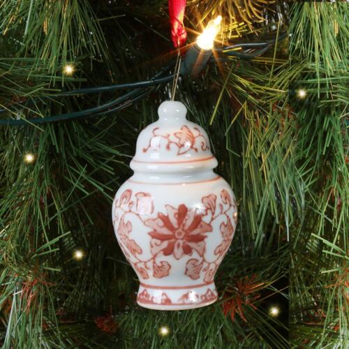 Mini Ginger Jar Ornaments - Set of 4 Porcelain Hanging Chinoiserie Vases