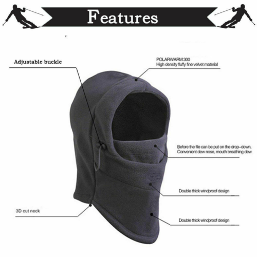 Windproof Fleece Neck Winter Warm Balaclava Ski Full Face Mask for Cold Weather