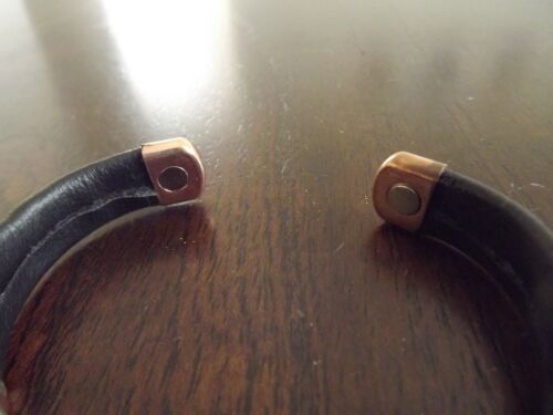 Solid Copper Leather Wrapped Magnetic Bracelet Men Women Energy Jewelry