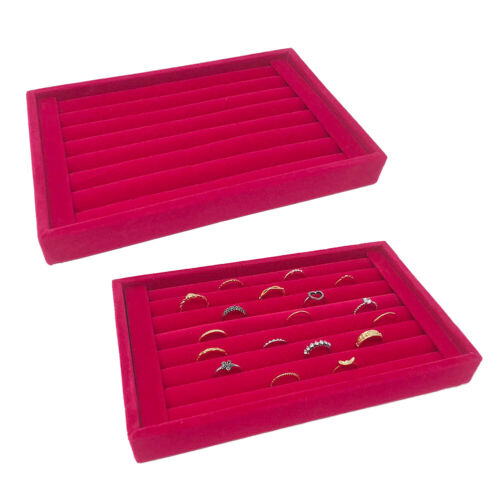 1-2 Pc Velvet Jewelry Ring Display Organizer Tray Holder