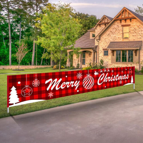 9FT Large Merry Christmas Banner Sign Santa Xmas Outdoor Indoor Decoration Home