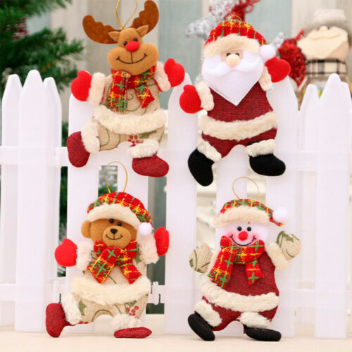 4 Style Christmas Hanging Ornament Santa Claus Snowman Doll Xmas Tree Decor Gift