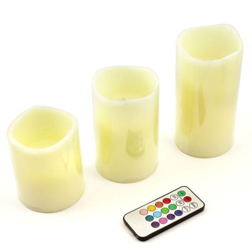 LED Candle Sets Flickering Taper Faux Wax Color Change Options w/ Remote