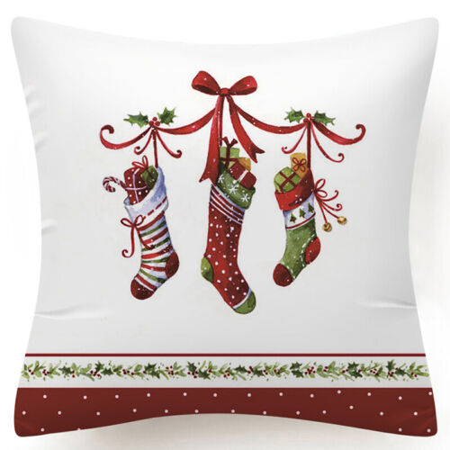 Throw PILLOW COVER Christmas Red White Xmas Double-Sided Cushion Case 18x18" USA