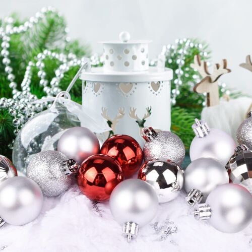 Christmas Hang Balls Xmas Tree Ornaments Hanging Ball Shatterproof 24 Pack / Box