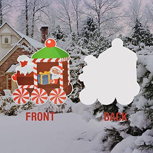 4 Pack Christmas Train Outdoor Lawn Yard Signs Stakes Xmas Outdoor Decorations