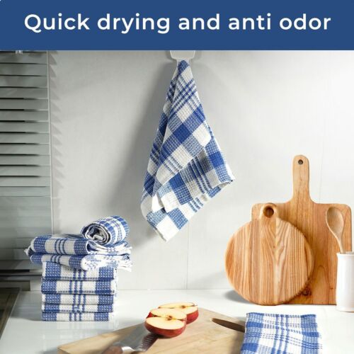 Set of 24 Checkered Pattern Kitchen Tea Towels Dish Scrubbing Cleaning Cloth