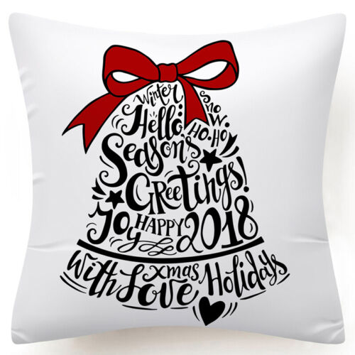 Throw PILLOW COVER Christmas Red White Xmas Double-Sided Cushion Case 18x18" USA