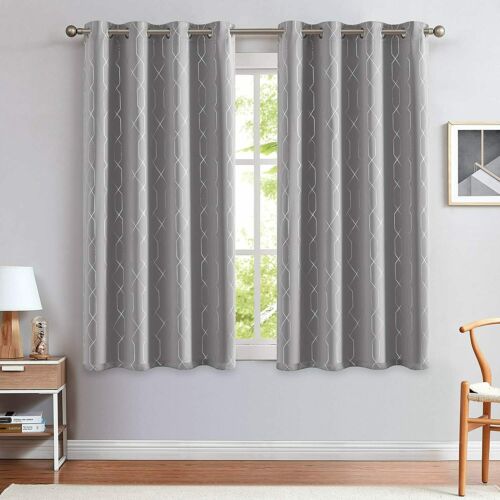 2 Panels 100% Blackout Crystal Foil Thermal Insulated Curtains Window Curtains