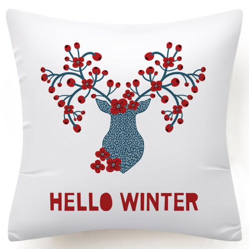 Throw PILLOW COVER Christmas Red White Xmas Double-Sided Cushion Case 18x18" USA