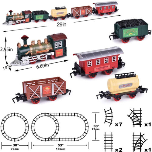 16Pcs Around Christmas Tree Rocky Mountain Toy Train Set Double Round Track