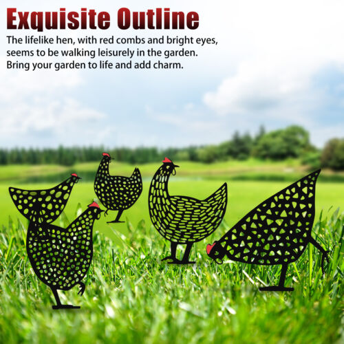 5PCS Chicken Stakes Yard Art Outdoor Garden Backyard Lawn