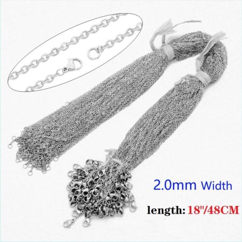 50Pcs 2mm Stainless Steel Tone Cable Link Chain for DIY Necklace Jewelry Making