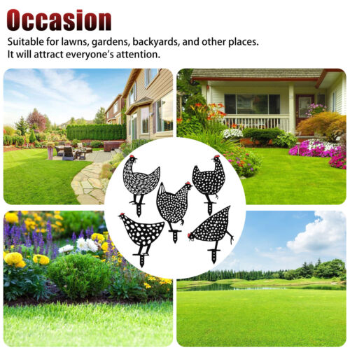 5PCS Chicken Stakes Yard Art Outdoor Garden Backyard Lawn