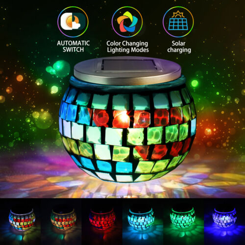 Outdoor Solar Glass Mosaic Ball LED Light Color Changing Lamp