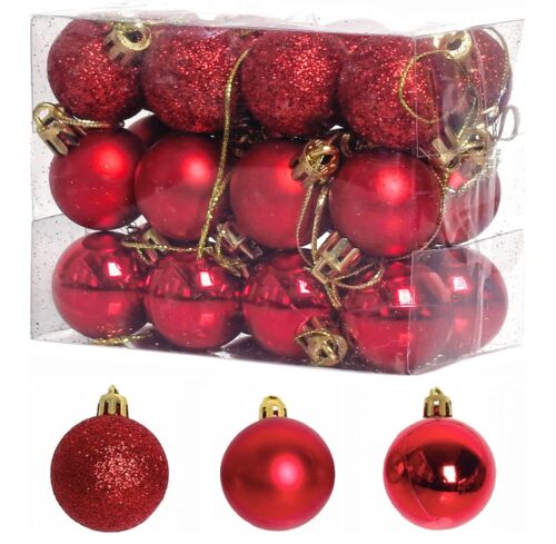 Christmas Hang Balls Xmas Tree Ornaments Hanging Ball Shatterproof 24 Pack / Box