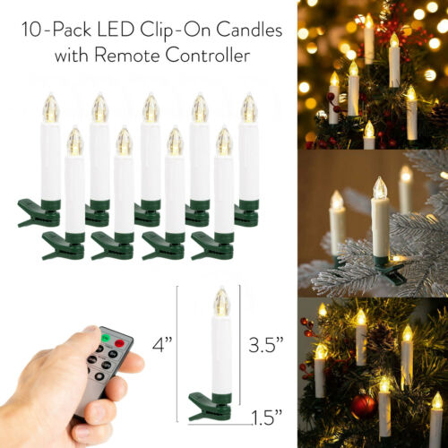 LED Candle Sets Flickering Taper Faux Wax Color Change Options w/ Remote