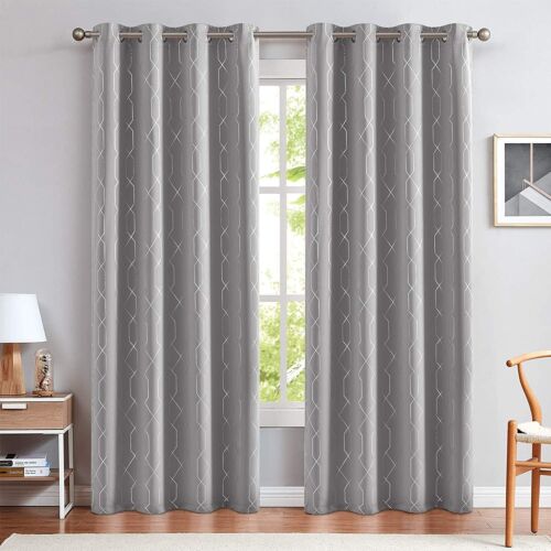 2 Panels 100% Blackout Crystal Foil Thermal Insulated Curtains Window Curtains