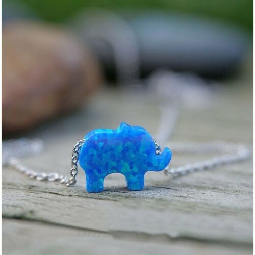 Women Jewelry GF Pendant 925 Silver Gold Plated Elephant Opal Chain Necklace