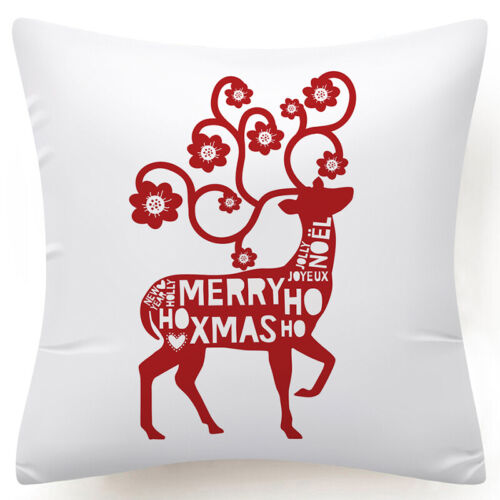 Throw PILLOW COVER Christmas Red White Xmas Double-Sided Cushion Case 18x18" USA