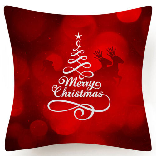 Throw PILLOW COVER Christmas Red White Xmas Double-Sided Cushion Case 18x18" USA