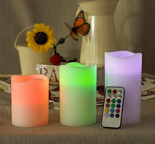 LED Candle Sets Flickering Taper Faux Wax Color Change Options w/ Remote