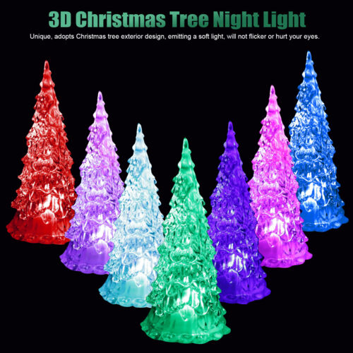 2Pcs 7 Color Changing Christmas Tree LED Night Light Table Lamp