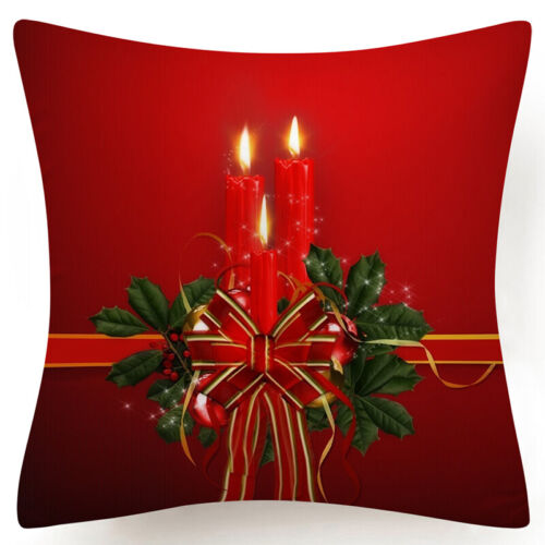 Throw PILLOW COVER Christmas Red White Xmas Double-Sided Cushion Case 18x18" USA