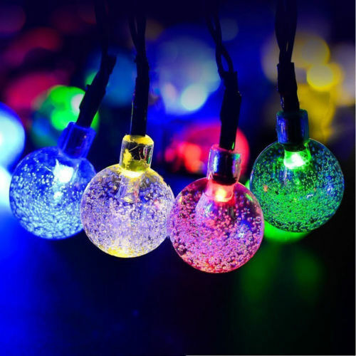 20ft 30 LED Solar String Ball Lights Outdoor Waterproof Warm White Garden Decor